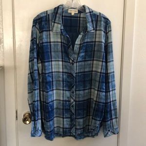 Cloth & Stone blue plaid flannel shirt